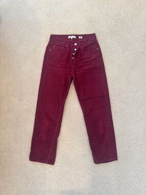 Re/Done Women's Burgundy Cropped Ankle Pants